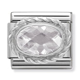 Nomination Composable Classic Link 330604/010 Faceted White Oval CZ in 925 Silver